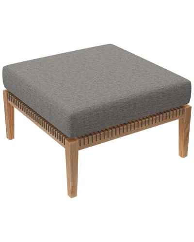 Modway Clearwater Outdoor Patio Teak Wood Ottoman In Multi