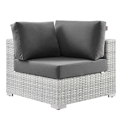 Modway Convene Outdoor Patio Corner Chair In Light Gray Charcoal
