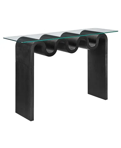 Modway Ondine Glass Top 50" Console Table In Black