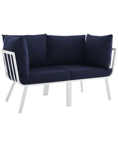 Modway Outdoor Riverside 2 Piece Outdoor Patio Aluminum Sectional Sofa Set In White