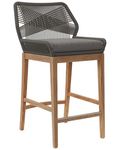 Modway Wellspring Outdoor Patio Teak Wood Bar Stool In Multi