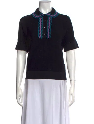 Pre-owned Molli Virgin Wool Short Sleeve Polo In Black