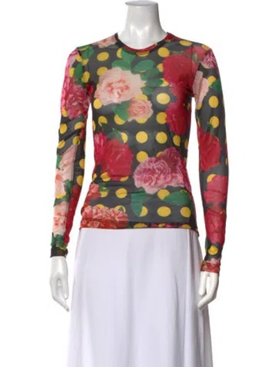 Pre-owned Molly Goddard Floral Print Crew Neck Top In Red