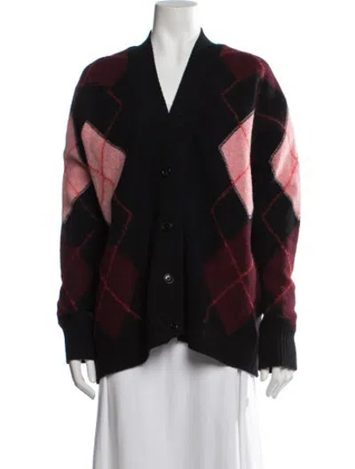 Pre-owned Molly Goddard Virgin Wool Plaid Print Sweater In Burgundy