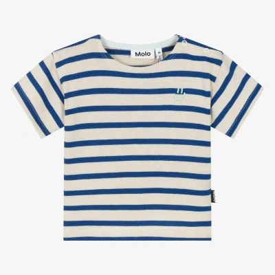 Molo Babies' Blue Striped Organic Cotton Knit T-shirt