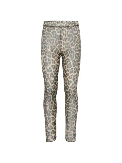 Molo Kids' Nadine Leopard-print Wool Leggings In Brown