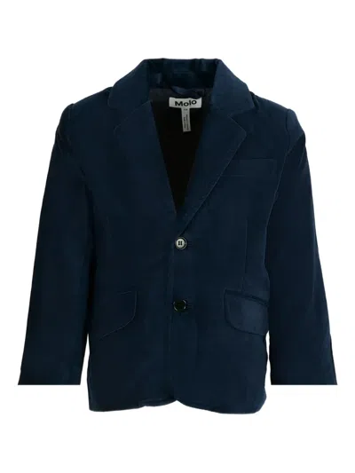 Molo Kids' Velvet Two-button Blazer In Blue