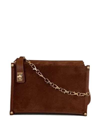 Moma Ivy Suede Leather Cross Body Bag In Brown