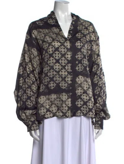 Pre-owned Momoní Floral Print V-neck Blouse In Multicolor