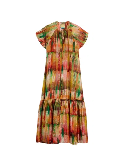 Momoní Paloma Printed Flounced-hem Maxi Dress In Multi