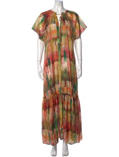 Pre-owned Momoní Silk Long Dress W/ Tags In Multicolor