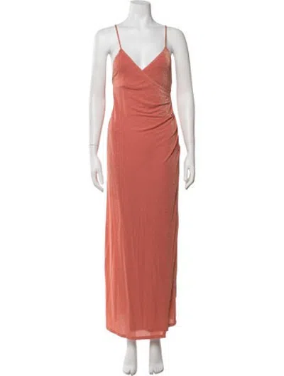 Pre-owned Momoní V-neck Long Dress In Orange