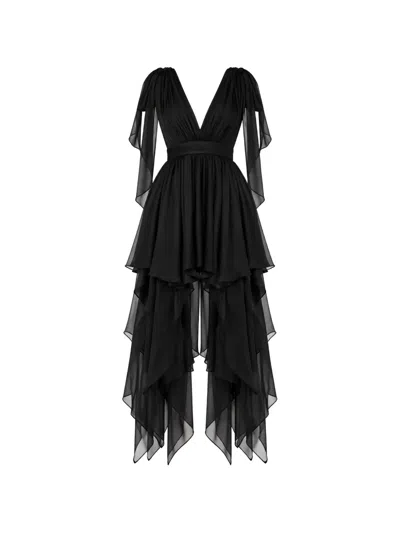 Monarh Asymmetrical Tiered Mini Dress In Animal Print