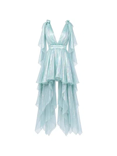 Monarh Asymmetrical Tiered Mini Dress In Blue