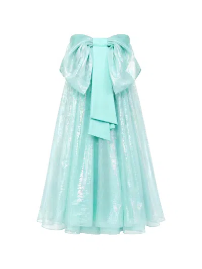Monarh Bow-detail Silk Midi Dress In Blue