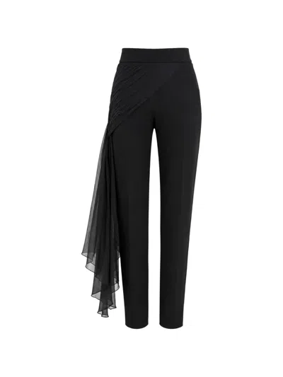 Monarh Gathered Silk-ruffle Trousers In Black