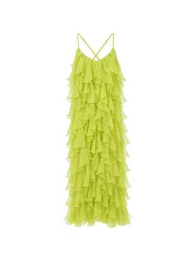 Monarh Lucky Ruffled Gown In Green