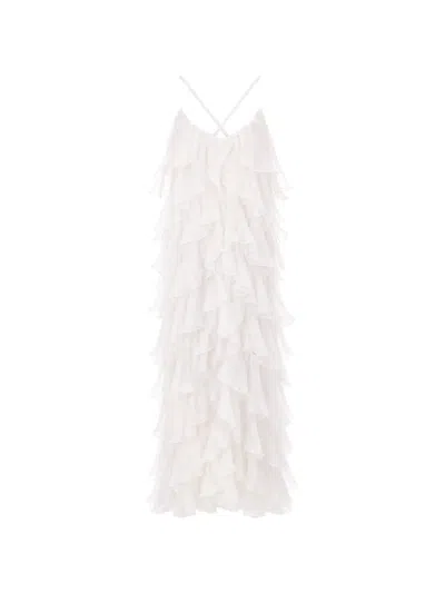 Monarh Lucky Ruffled Maxi Dress In White
