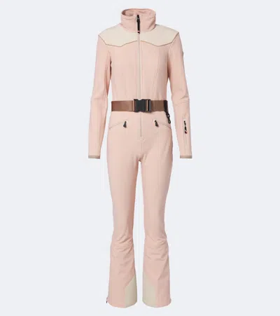 Moncler All In One Belted Ski Suit In Brown