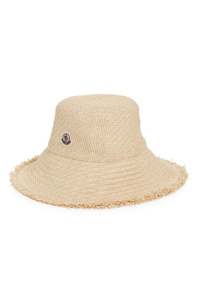 Moncler Archivio Dna Raffia Bucket Hat In Beige Sand