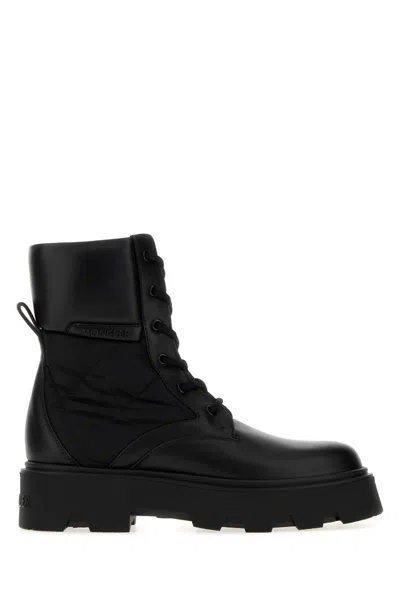 Moncler Aurea Ankle Boots In Leather And Fabric In Black