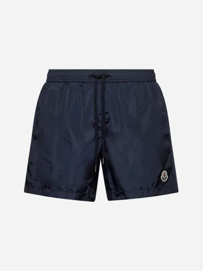 Moncler Blue Logo Patch Swim Shorts