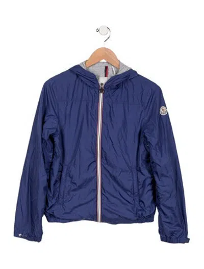 Pre-owned Moncler Kids' Boys' Hooded Windbreaker Jacket In Blue