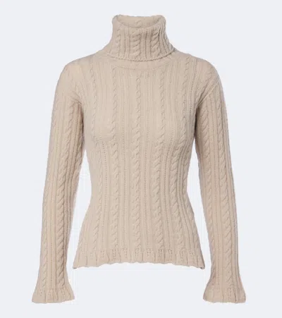 Moncler Cable-knit Wool-blend Turtleneck Sweater In Gray
