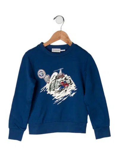 Pre-owned Moncler Kids' Cotton Graphic Print Sweatshirt In Blue