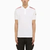 Moncler Cotton Polo Shirt With Iconic Bands In White