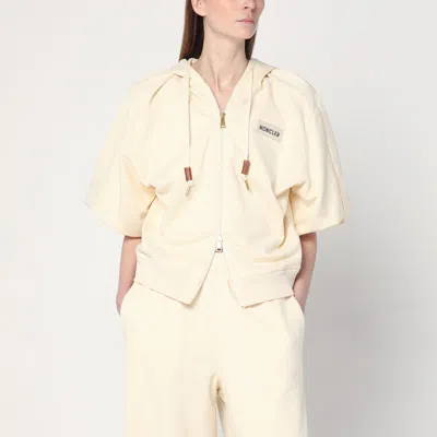 Moncler Cream-colored Zip-up Sweatshirt In Beige