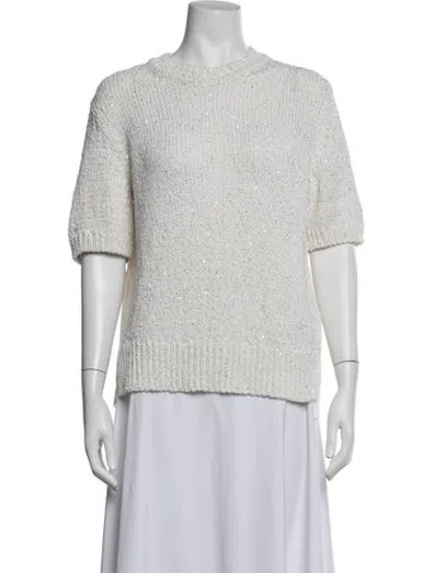 Pre-owned Moncler Crew Neck Sweater In White