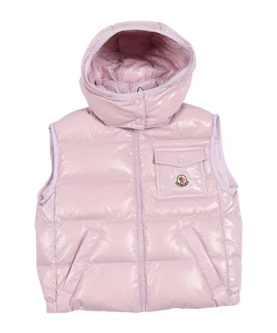 Moncler Enfant Kamile Hooded Down Gilet In Pink