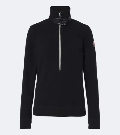 Moncler Fleece Half-zip Ski Sweater In Black