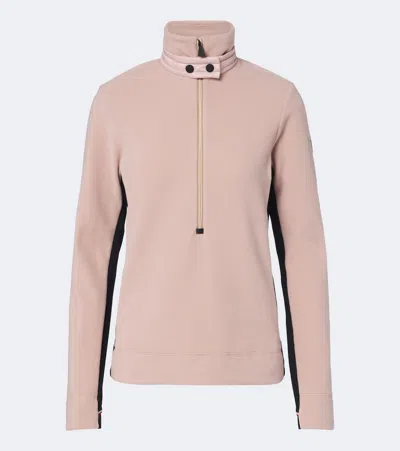 Moncler Fleece Half-zip Ski Sweater In Pink