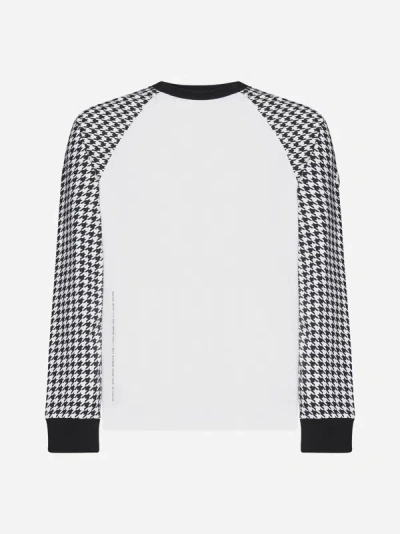 Moncler Frgmt Hiroshi Fujiwara Houndstooth Long Sleeve T-shirt In White,black