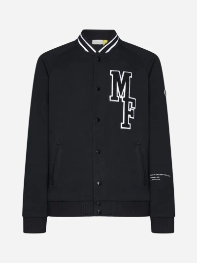Moncler Frgmt Hiroshi Fujiwara Varsity Fleece Cardigan In Black