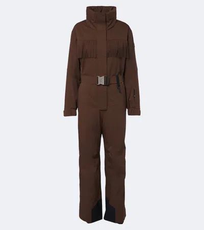 Moncler Fringed Ski Suit In Brown