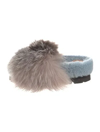Pre-owned Moncler Fur Mules In Multicolor
