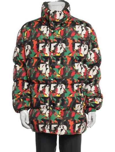 Pre-owned Moncler Genius Graphic Print Puffer Coat In Green