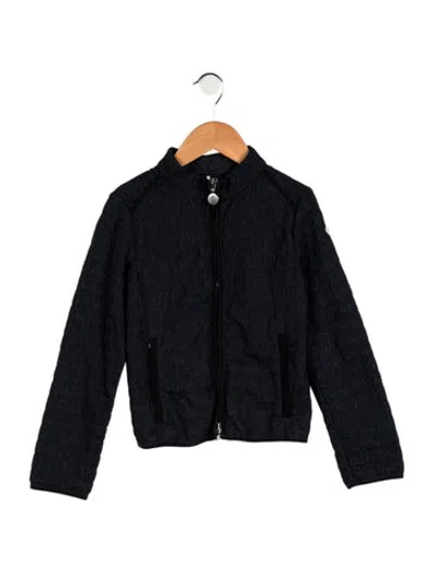 Pre-owned Moncler Kids' Girls' Pleated Grosgrain Jacket In Blue