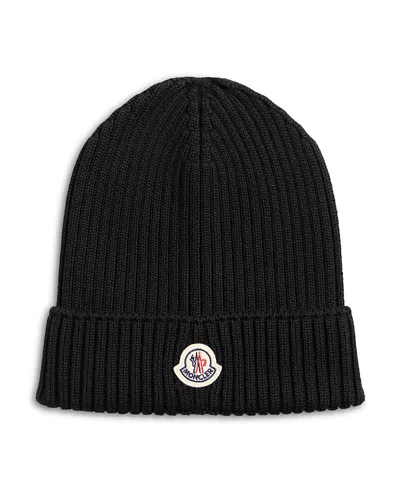 Moncler Girls' Ribbed Wool Beanie - Big Kid In Black