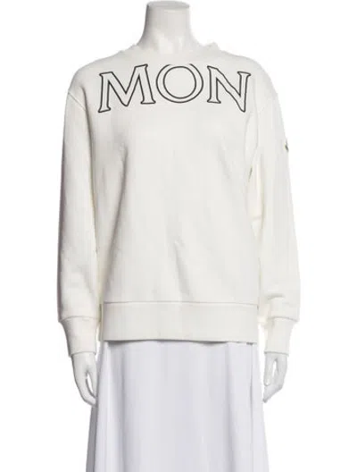 Pre-owned Moncler Graphic Print Crew Neck Sweatshirt In White