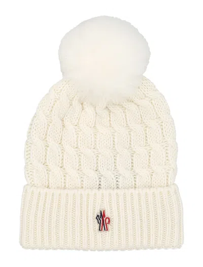 Moncler Grenoble Cable-knit Pom Pom Beanie In Neutral