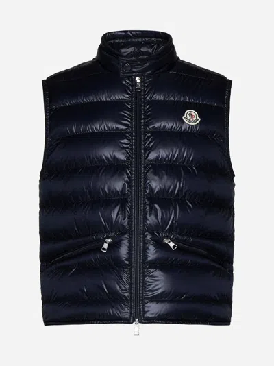 Moncler Gui Quilted Nylon Down Vest In Blue