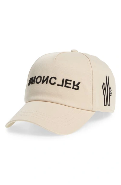 Moncler Hashtag Logo Gabardine Adjustable Baseball Cap In Cream