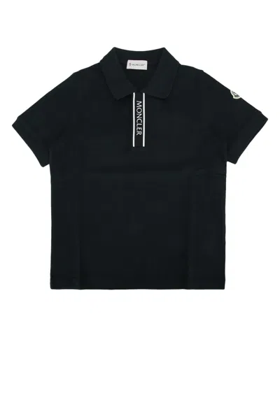 Moncler Jr Ss Polo In Black