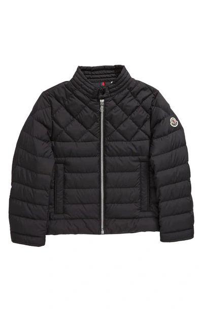 Moncler Kids' Clean The Quilted Down Biker Jacket In Black