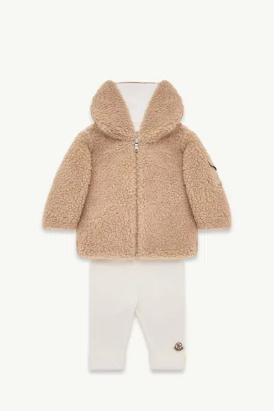 Moncler Kids Kids Zip-up Teddy Hoodie & Leggings Set In Multi