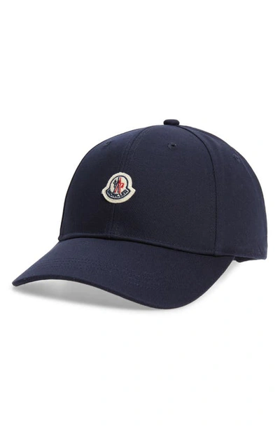 Moncler Kids' Logo Patch Baseball Cap In Blue